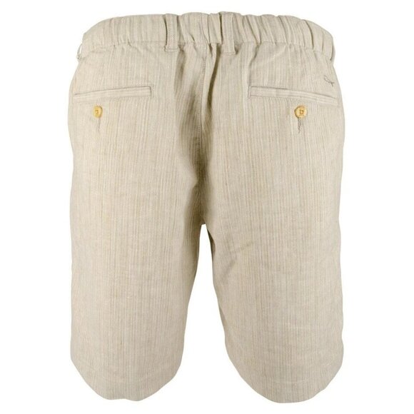 Tommy Bahama Men's Small Stone Khaki Harbor Herringbone 10" Linen Blend Shorts - Picture 2 of 9